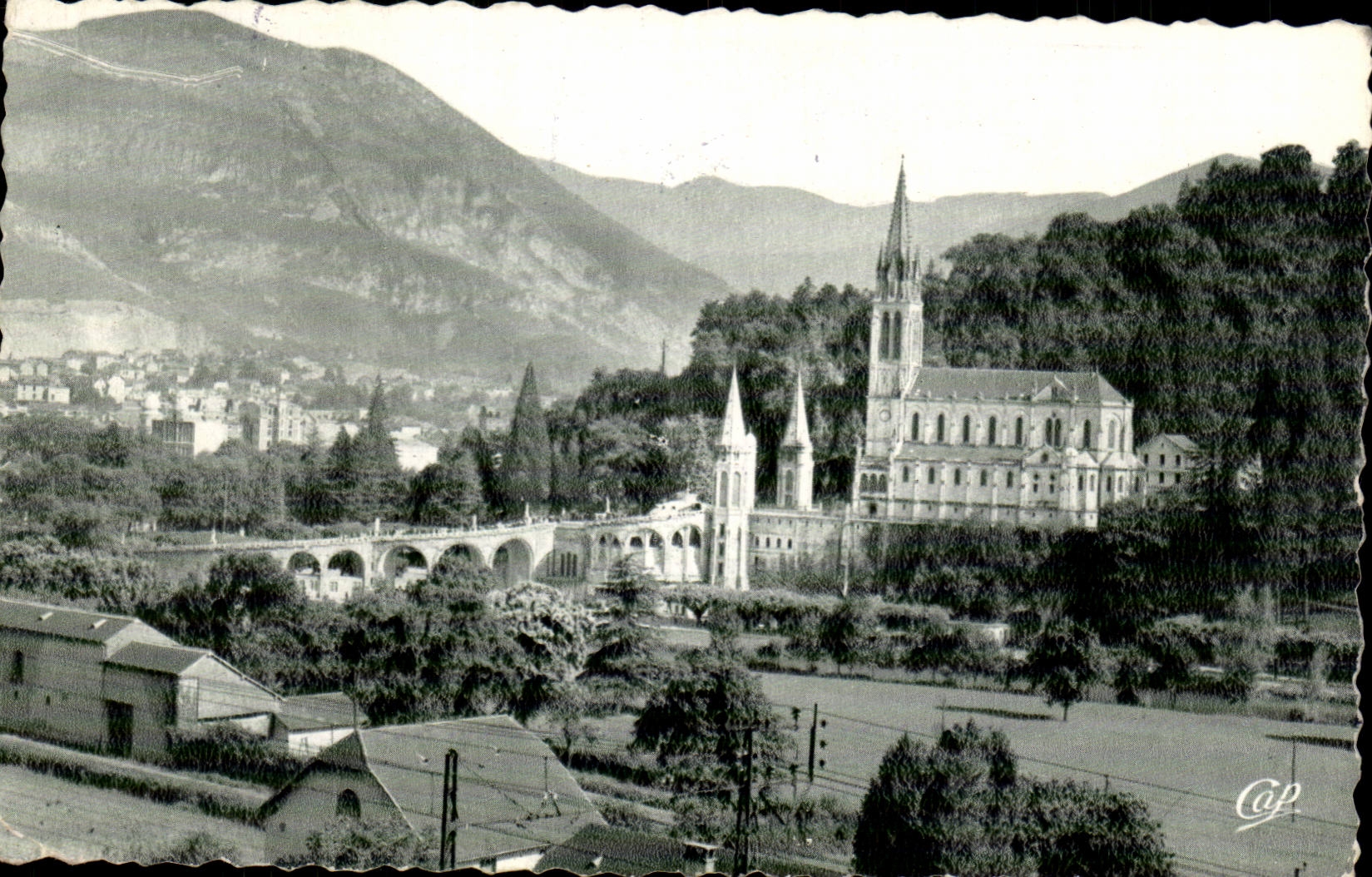 CPA Lourdes the basilica and the peak of Jer