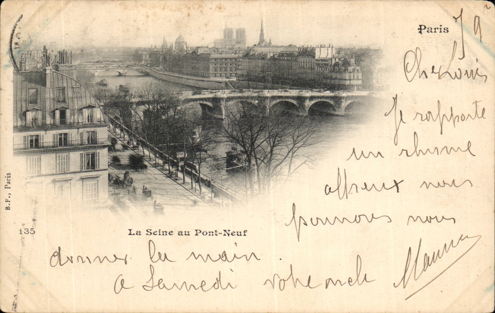 Paris CPA La Seine au pont neuf