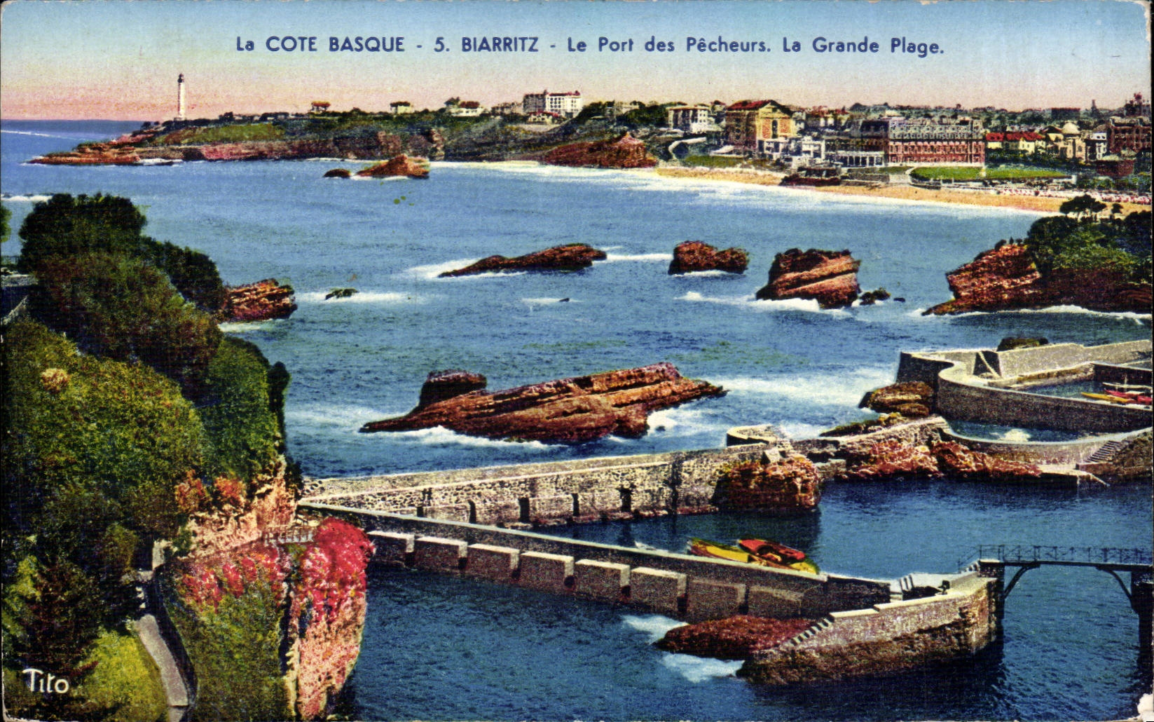 CPA Biarritz Le port des pecheurs La grande plage