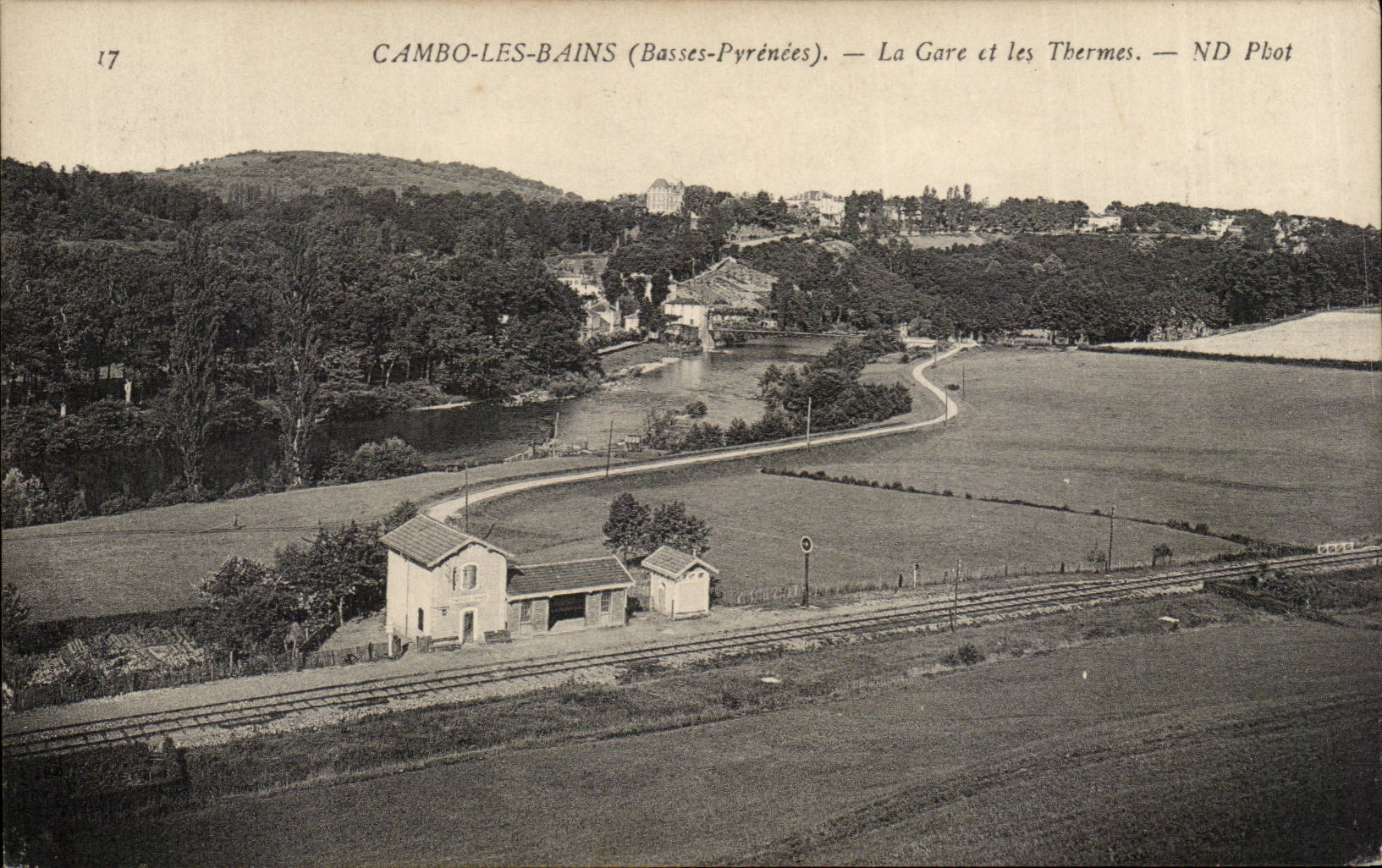 CPA Cambo les Bains Train station and thermal baths
