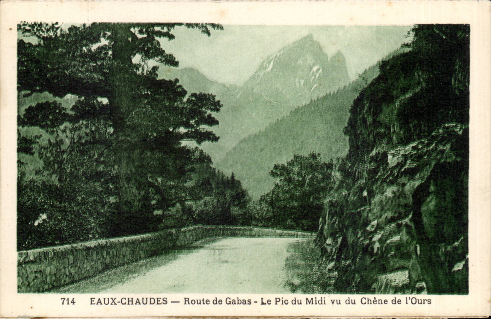 CPA Warm water Road of Gabas the peak of the South seen of the oak of the bear