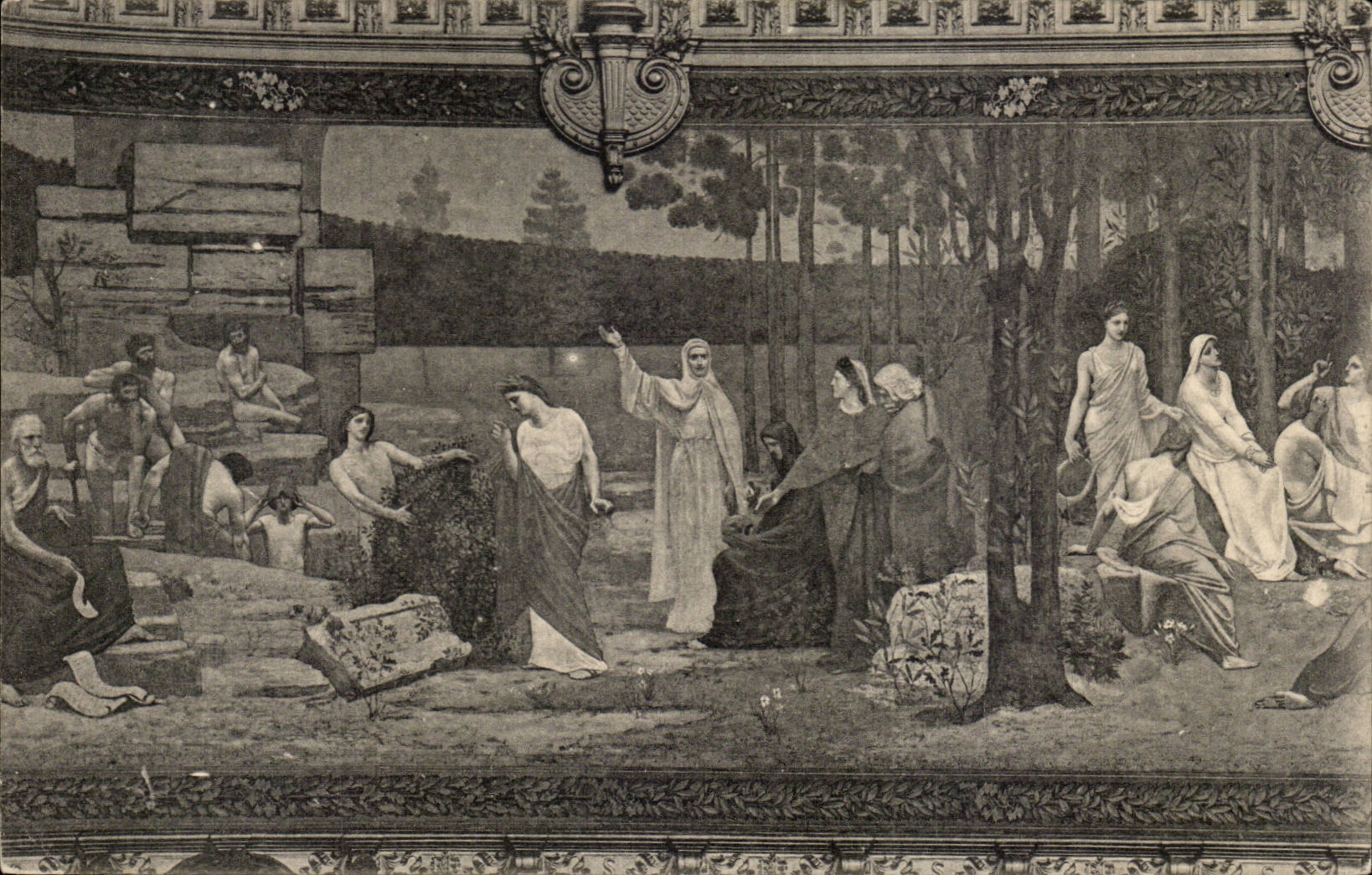 Paris CPA the Sorbonne Fresco of the large amphitheater