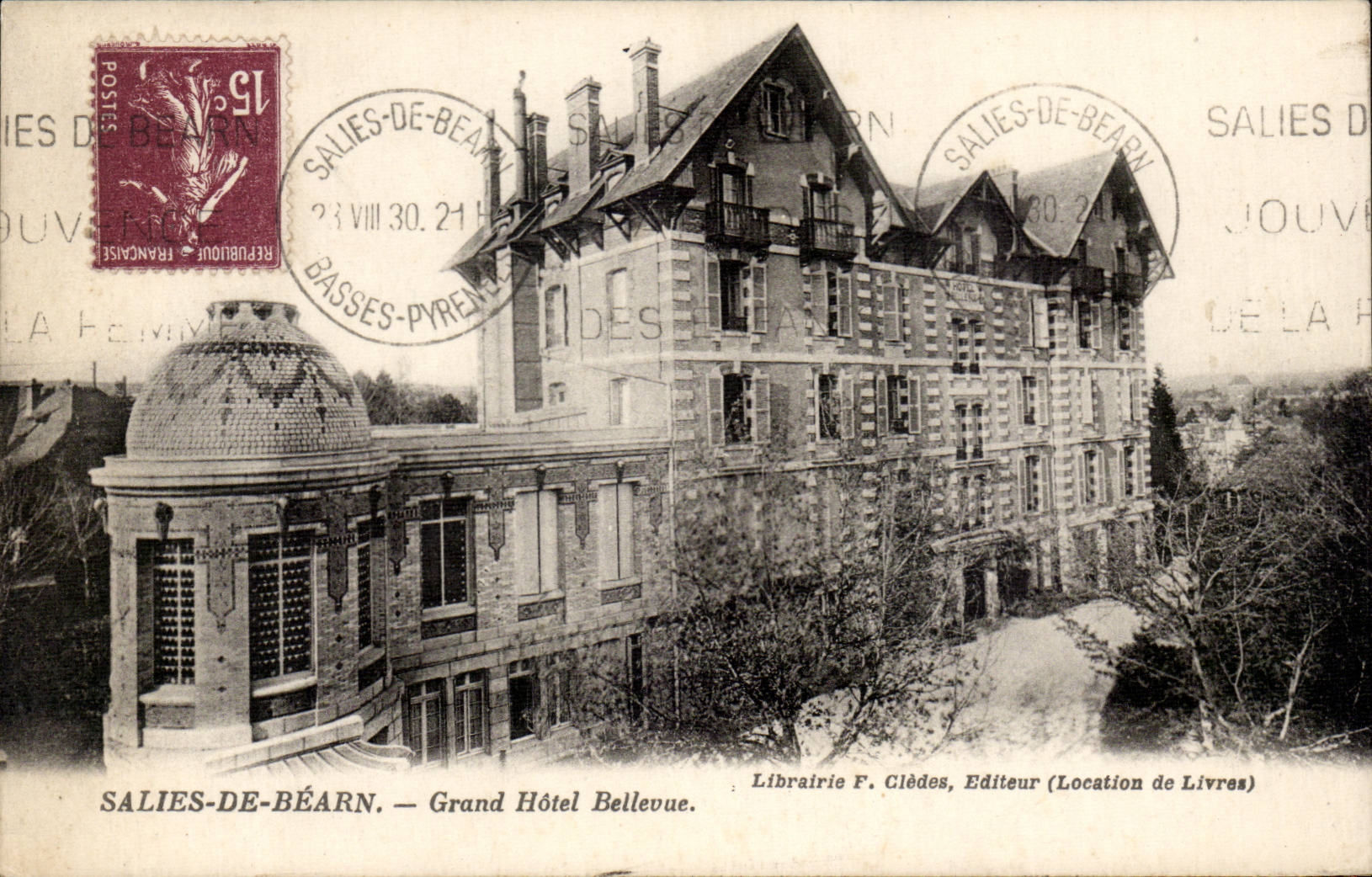 Dirtied CPA of Bearn Large Bellevue hotel