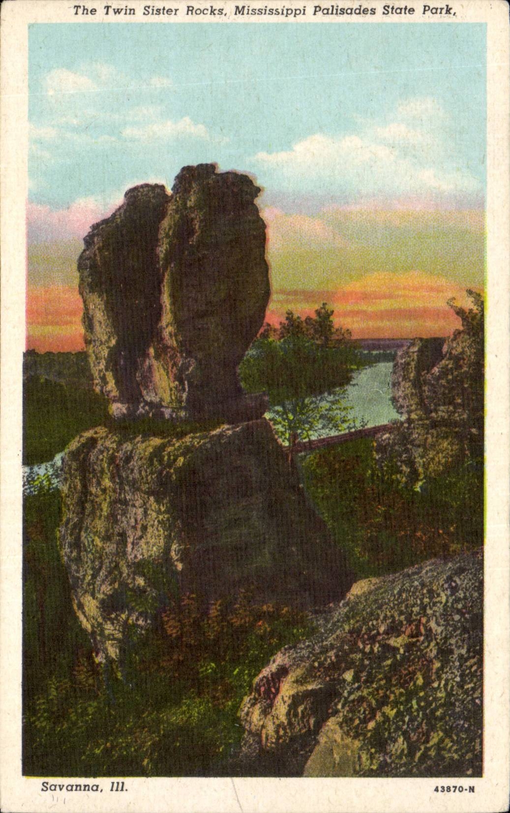 CPA the United States The twin Sister rock'n'rolls the Mississippi Palisades State park