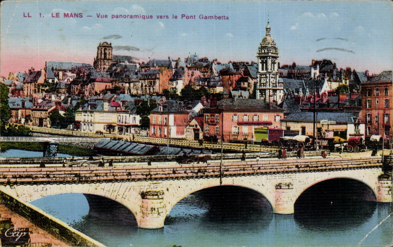 CPA the mans Panoramic View towards the Gambetta bridge