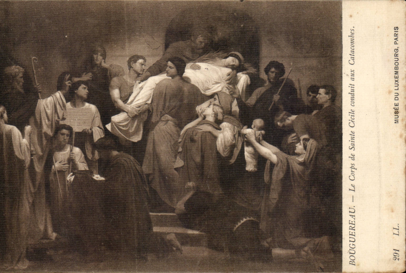 CPA Bouguereau the body of Sainte Cecile leads to the Catacombs
