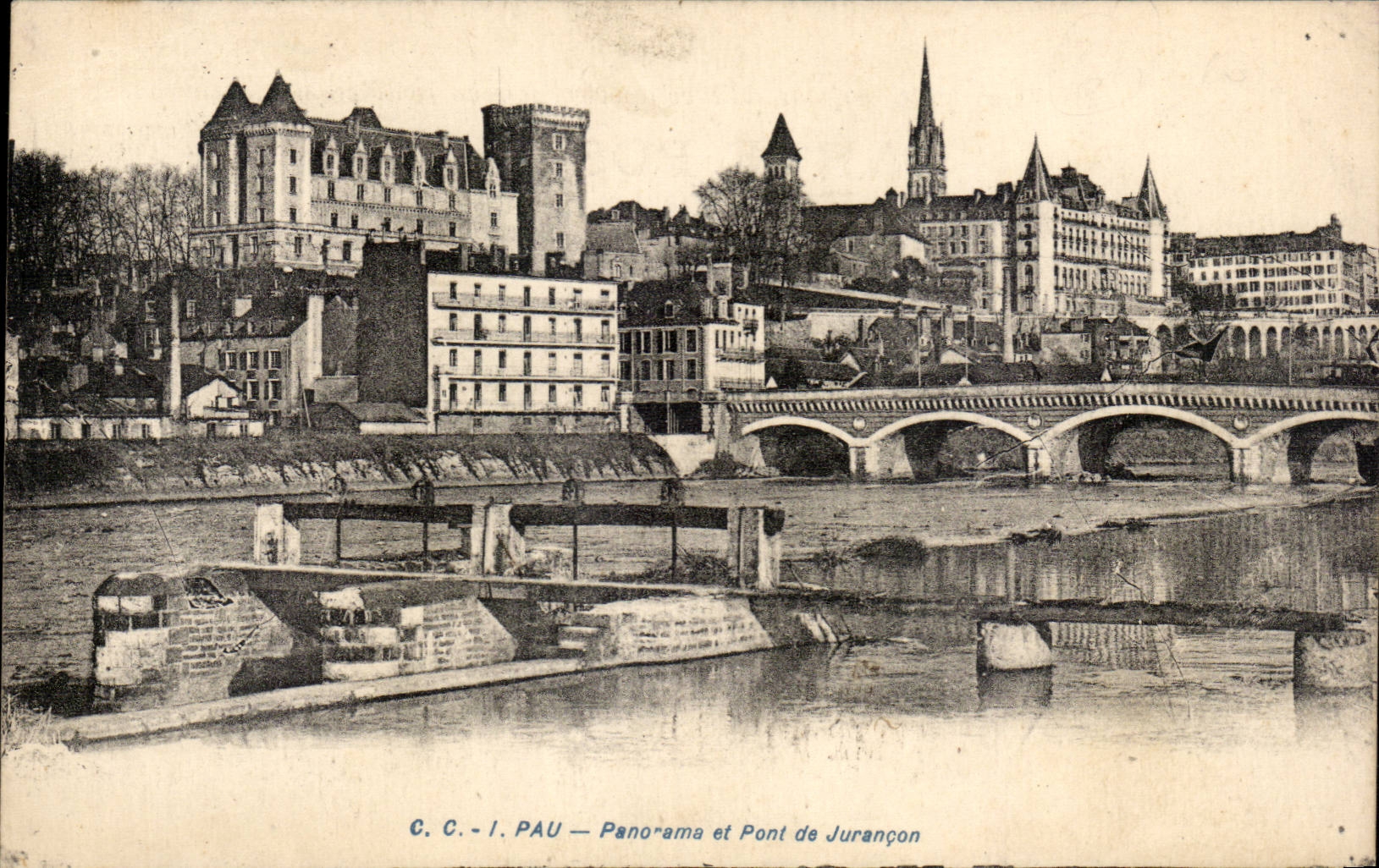 Panorama Pau-CPA und Brucke von Jurancon