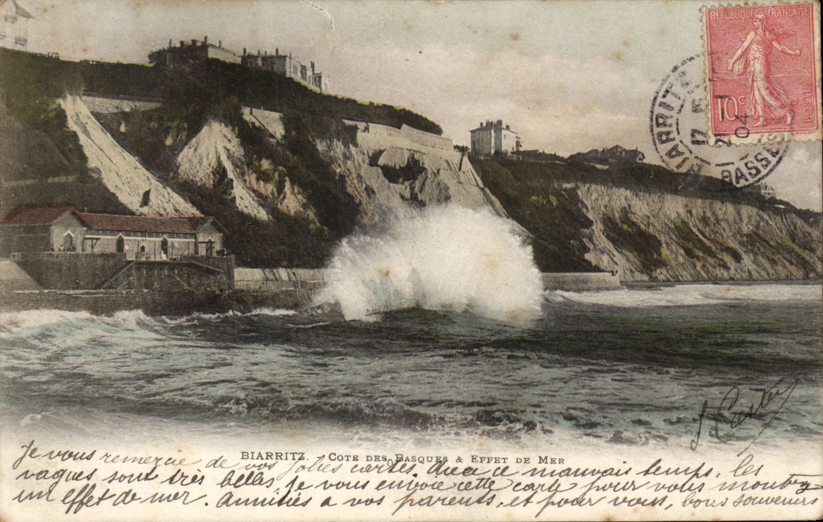 CPA Biarritz Cote des Basques et effet de mer