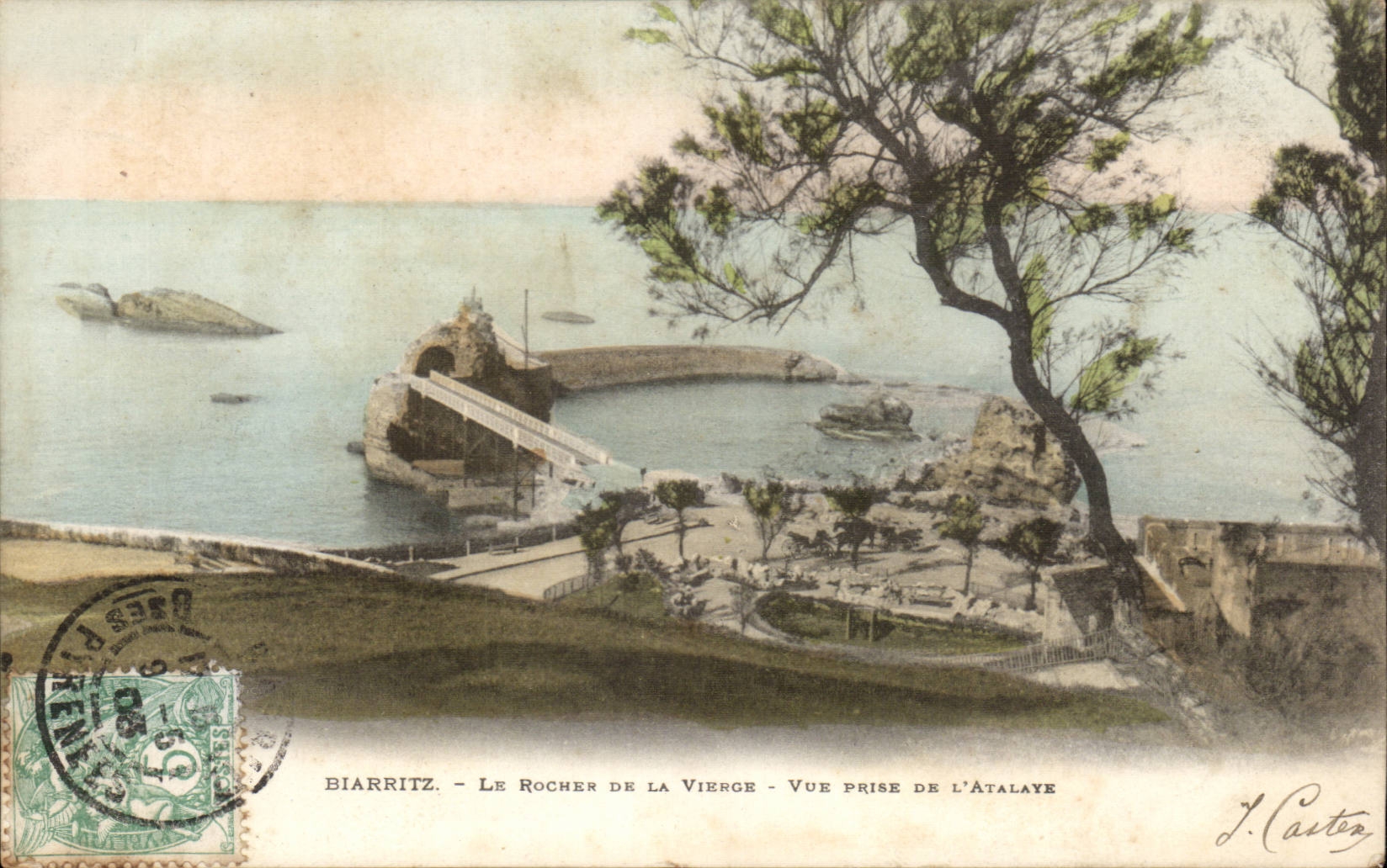 CPA Biarritz Le rocher de la vierge Vue prise de l'Atalaye