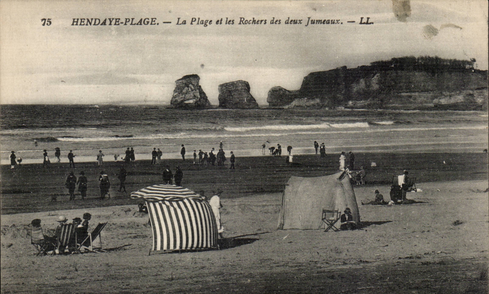 CPA Hendaye Beach the beach and rocks of the two twins