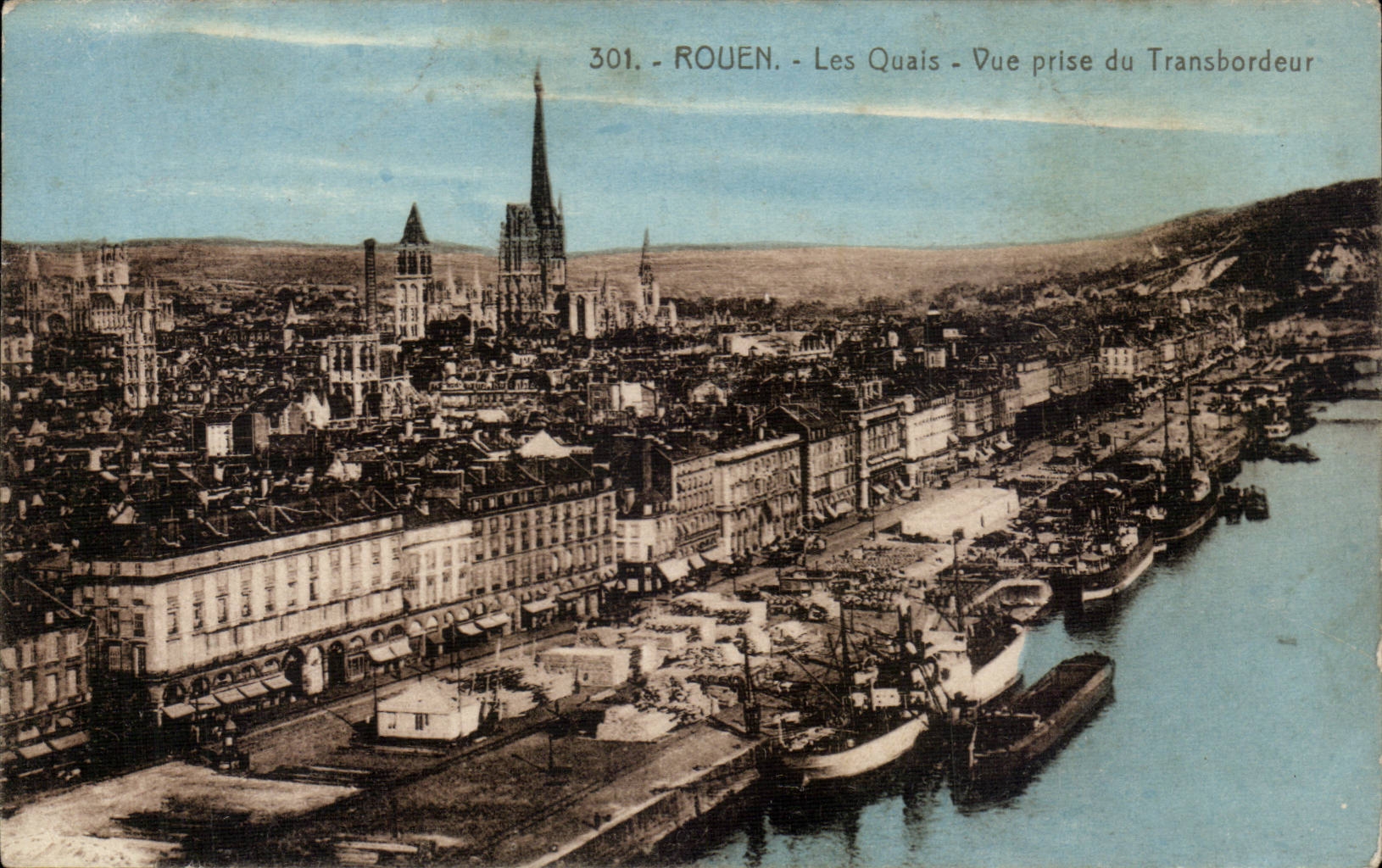 CPA Rouen quays Seen from of the transporter