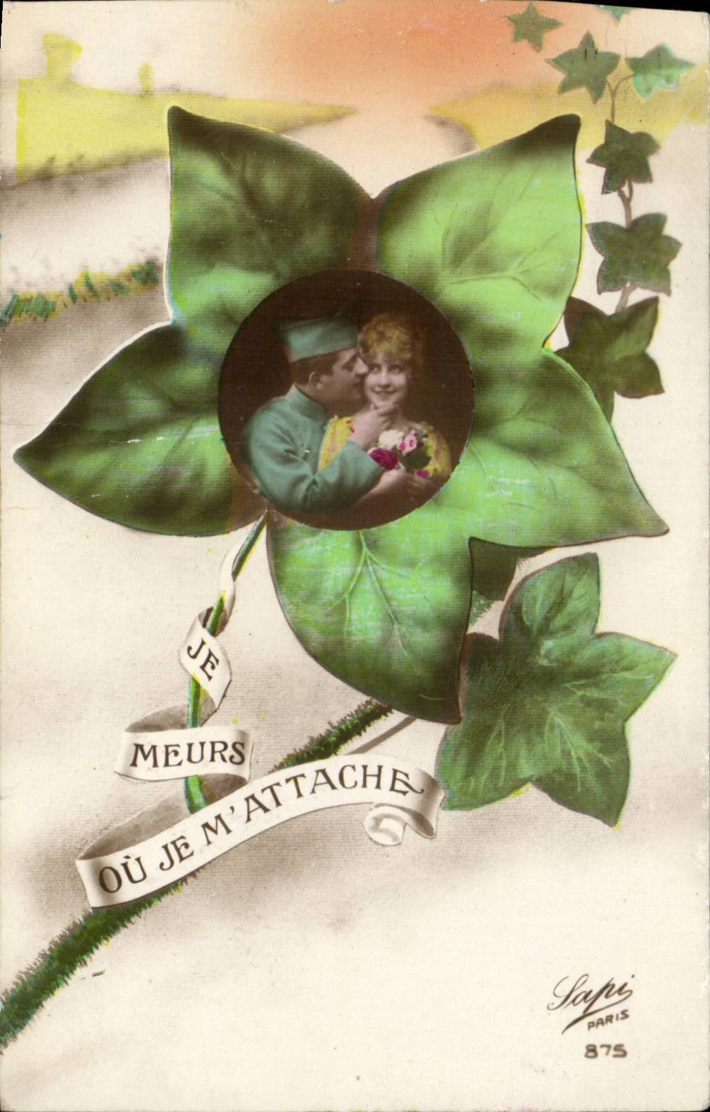 CPA Fantasy Woman I die or I stick Militari