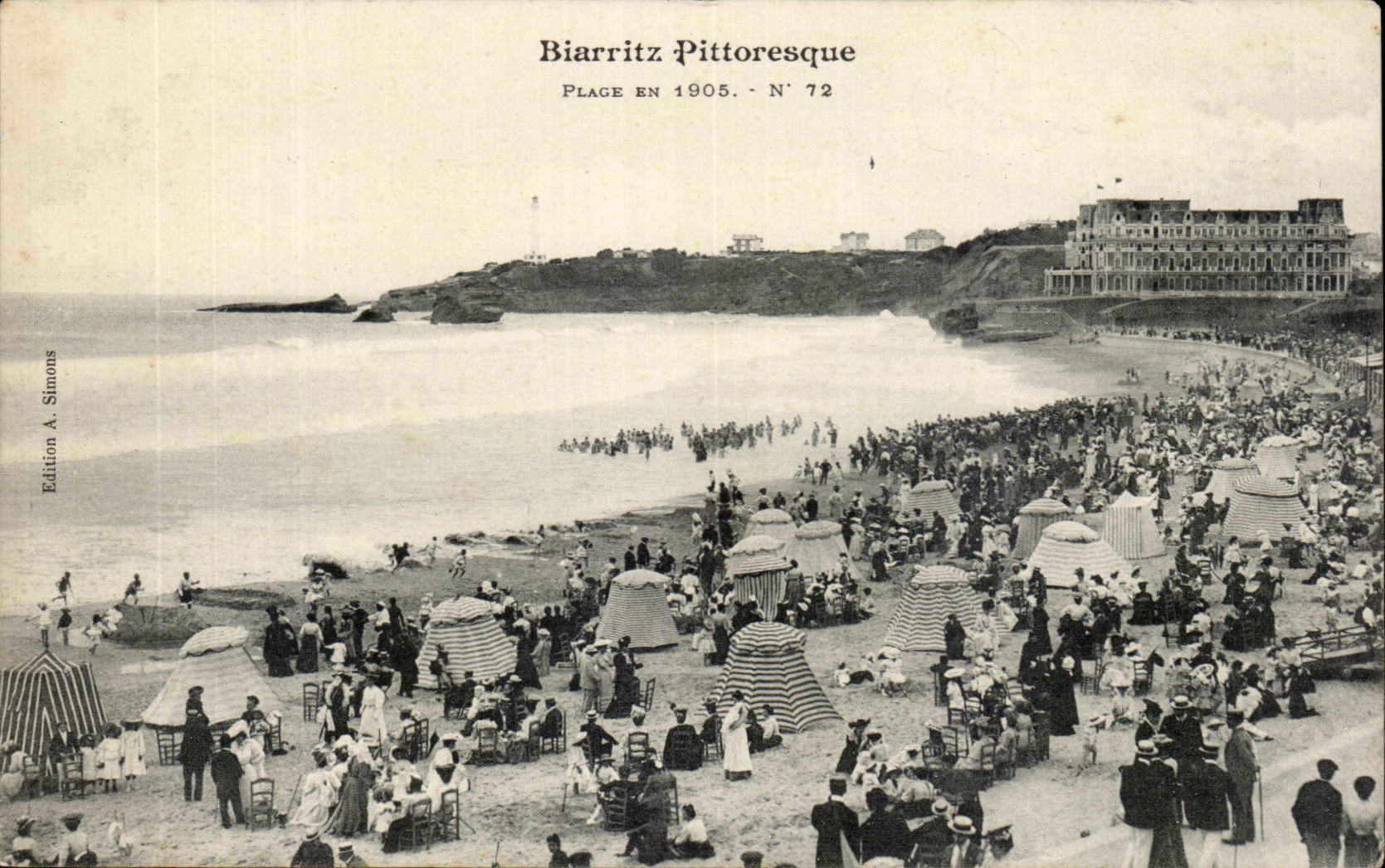 CPA Biarritz Plage en 1905