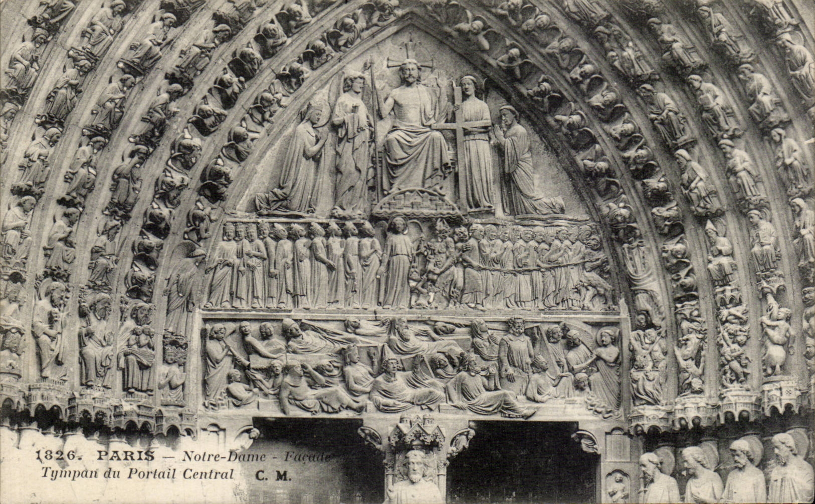CPA Paris Notre Dame Facade Tympan du portail central