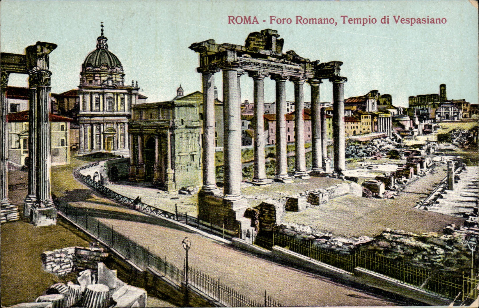 CPA Italy Italia Roma Foro Romano Tempio di Vespasiano