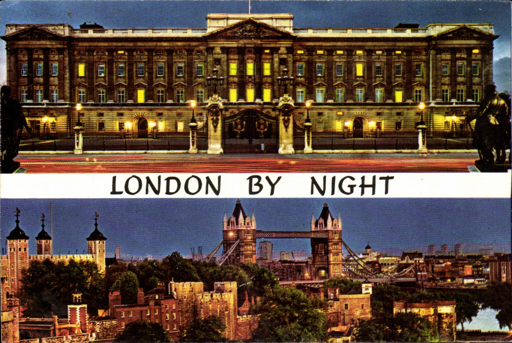 MODERN CARD Great Britain London London The tower off london and tower bridge by night