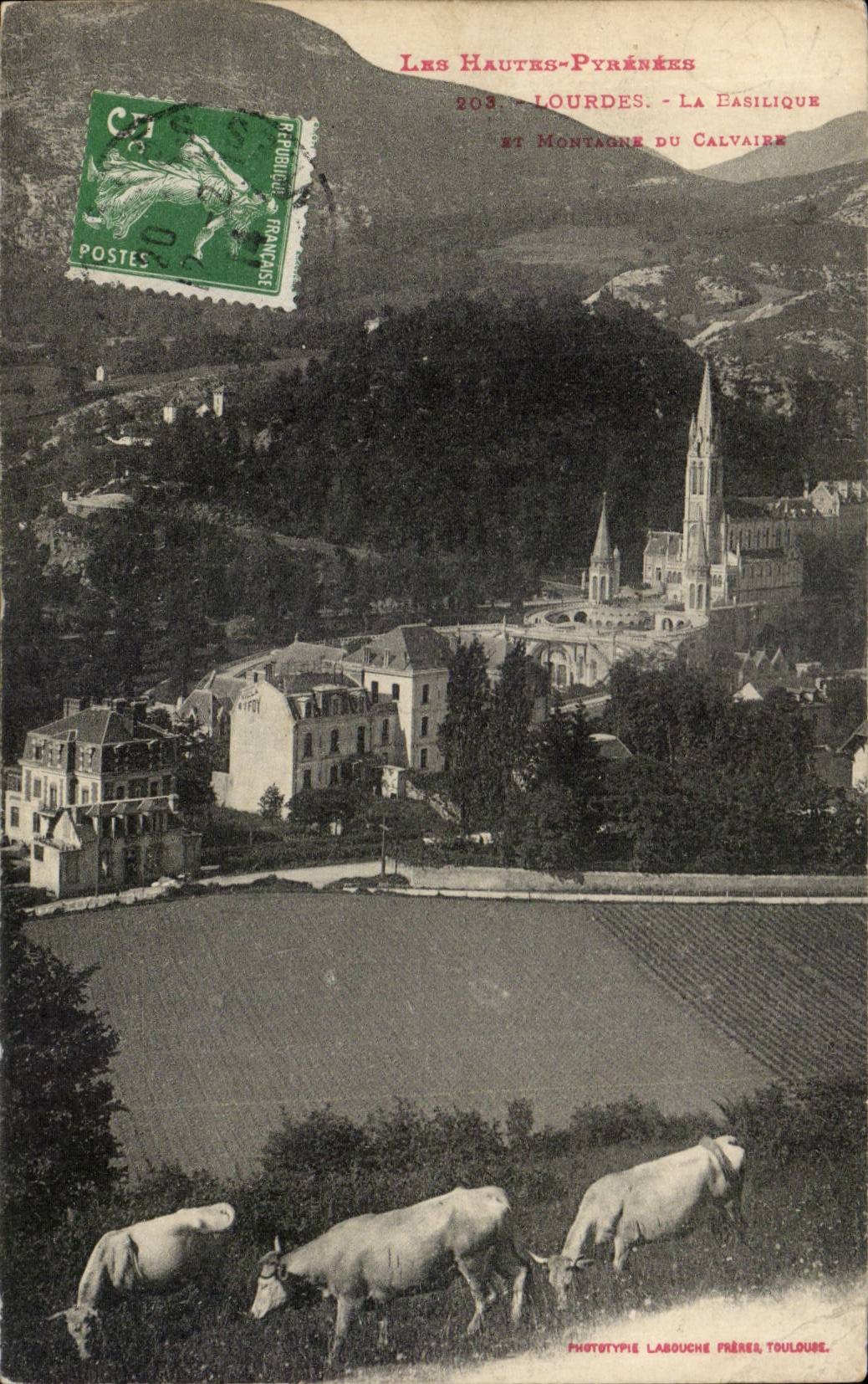 CPA Lourdes the Basilica and mountain of the martyrdom