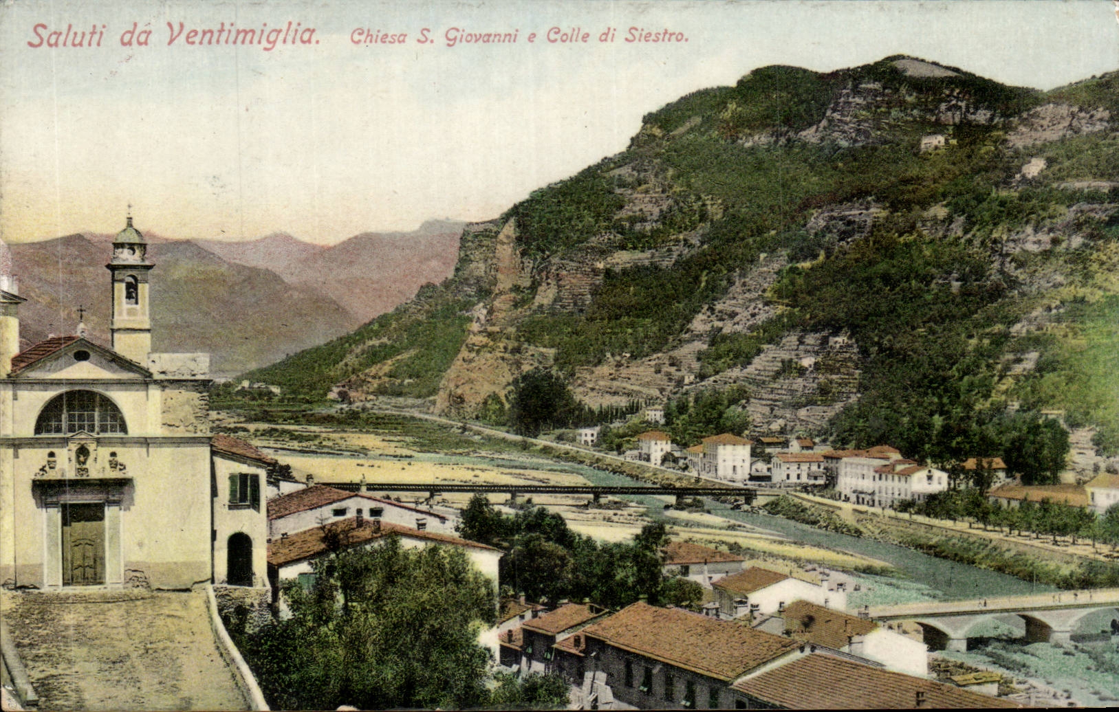 CPA Italien Italien Saluti DA Ventimiglia Chiesa S Giovanni E Sticks di Siestro