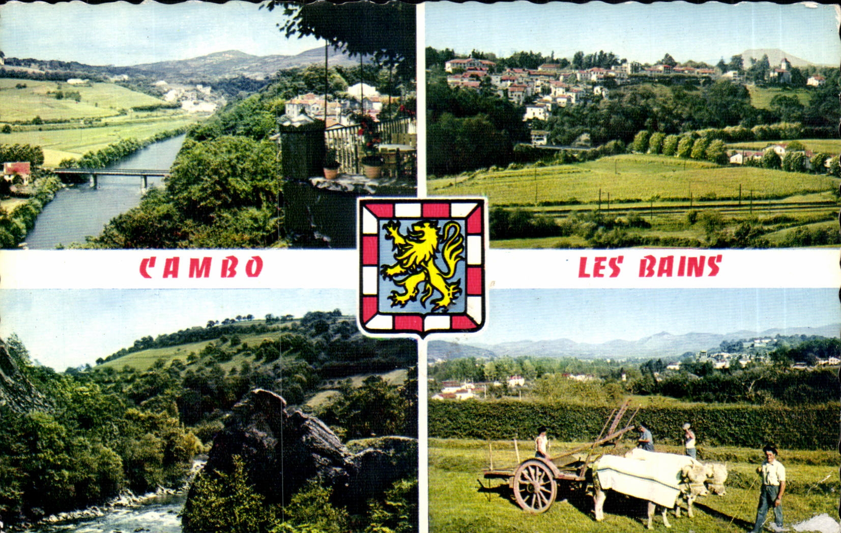 CPA Cambo les Bains View Overall picture Nive with the step of Roland Coach