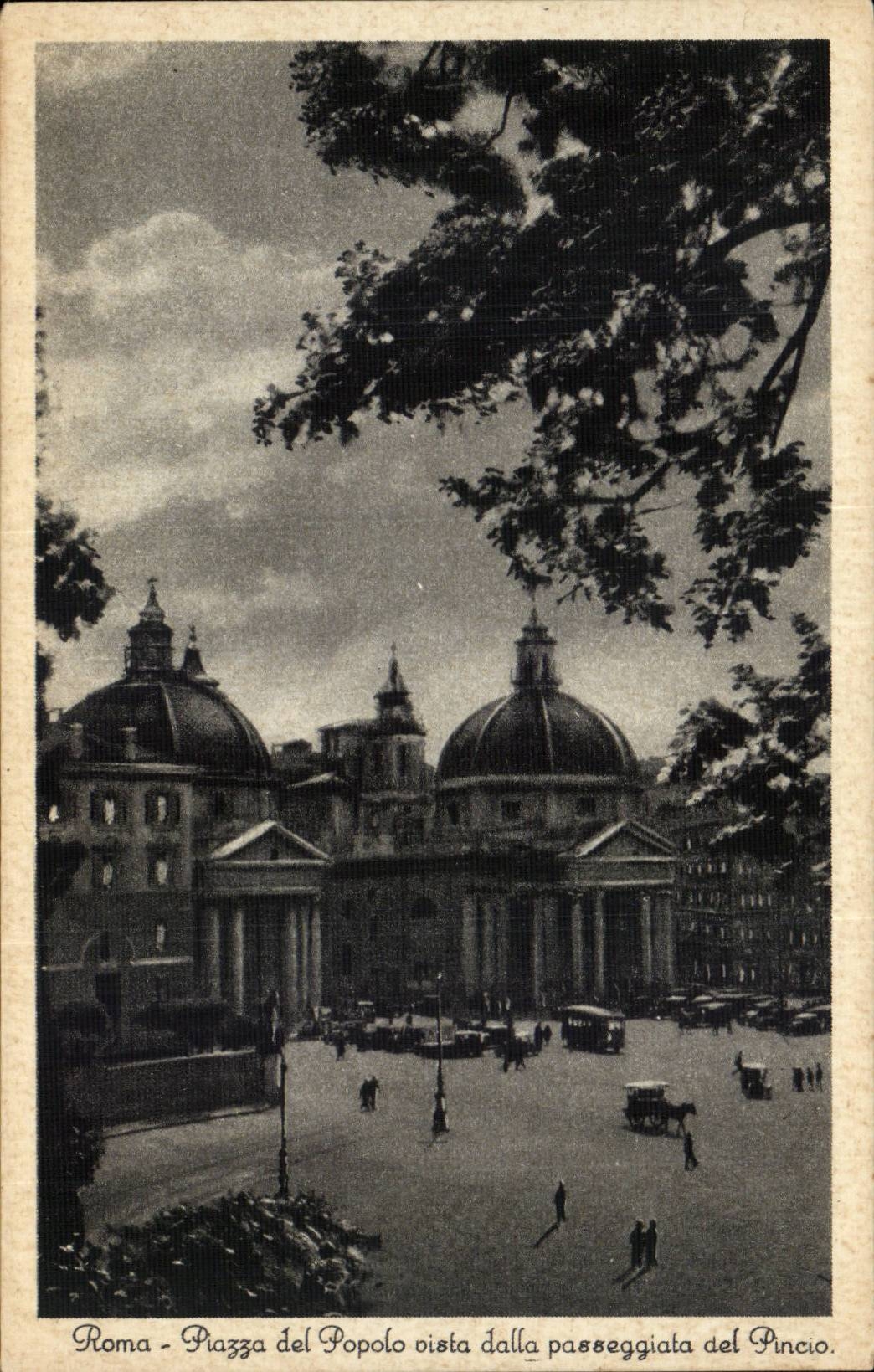 CPA Italien Italien Rom Piazza Del Popolo Vista pflasterte passeggiata Del Pincio