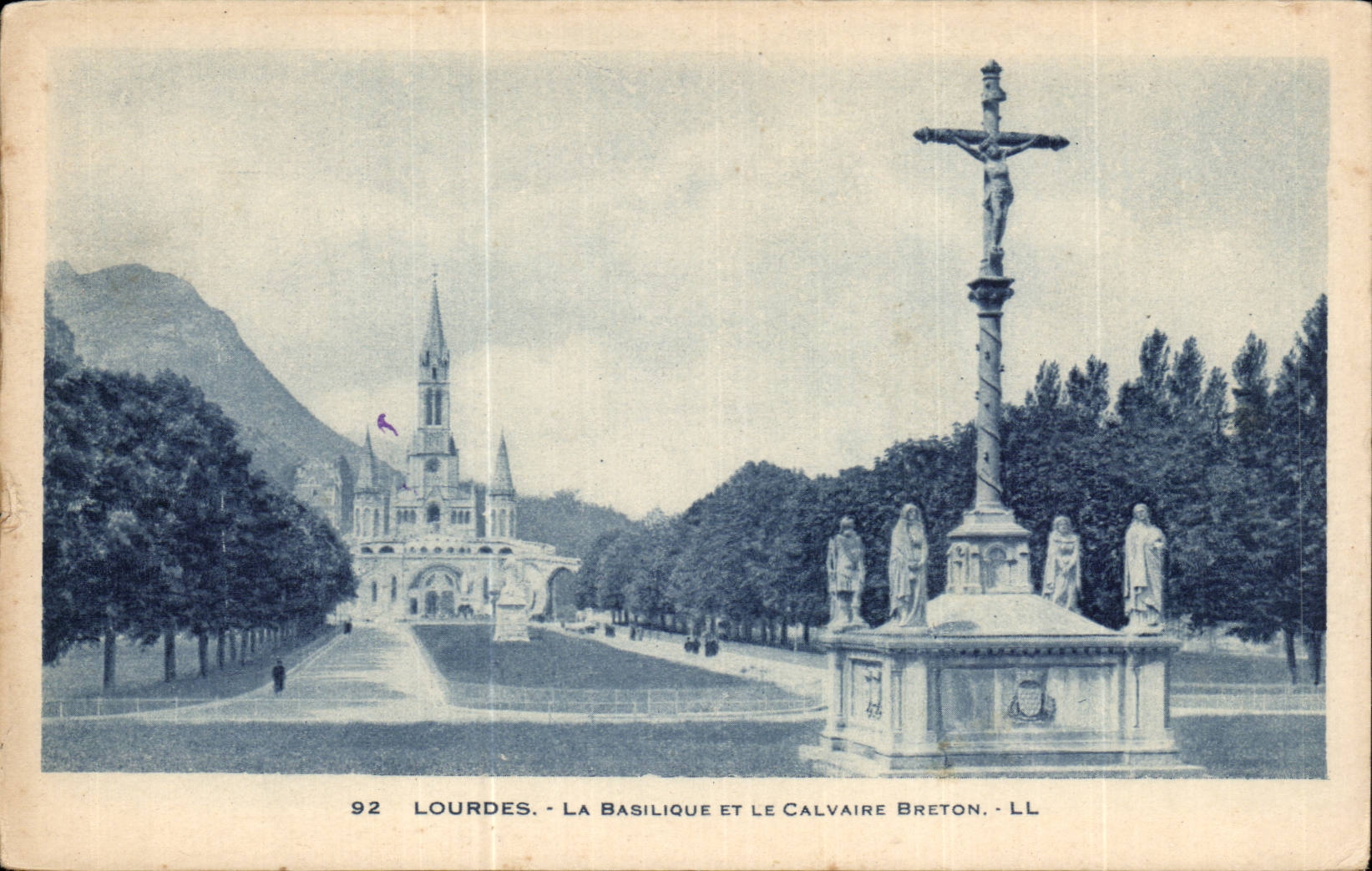 Lourdes CPA the basilica and the Breton martyrdom