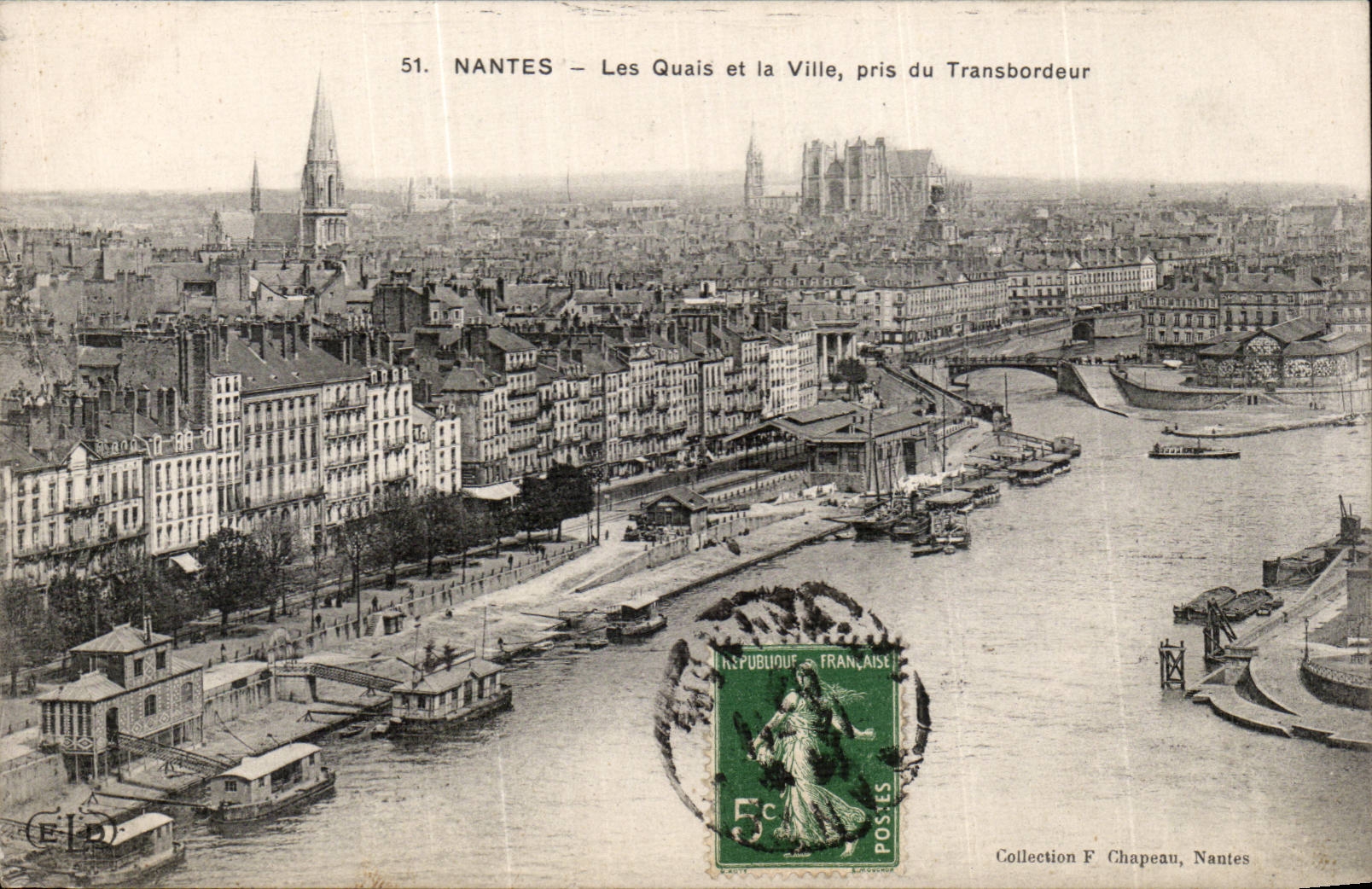 CPA Nantes quays of the city taken of the transporter