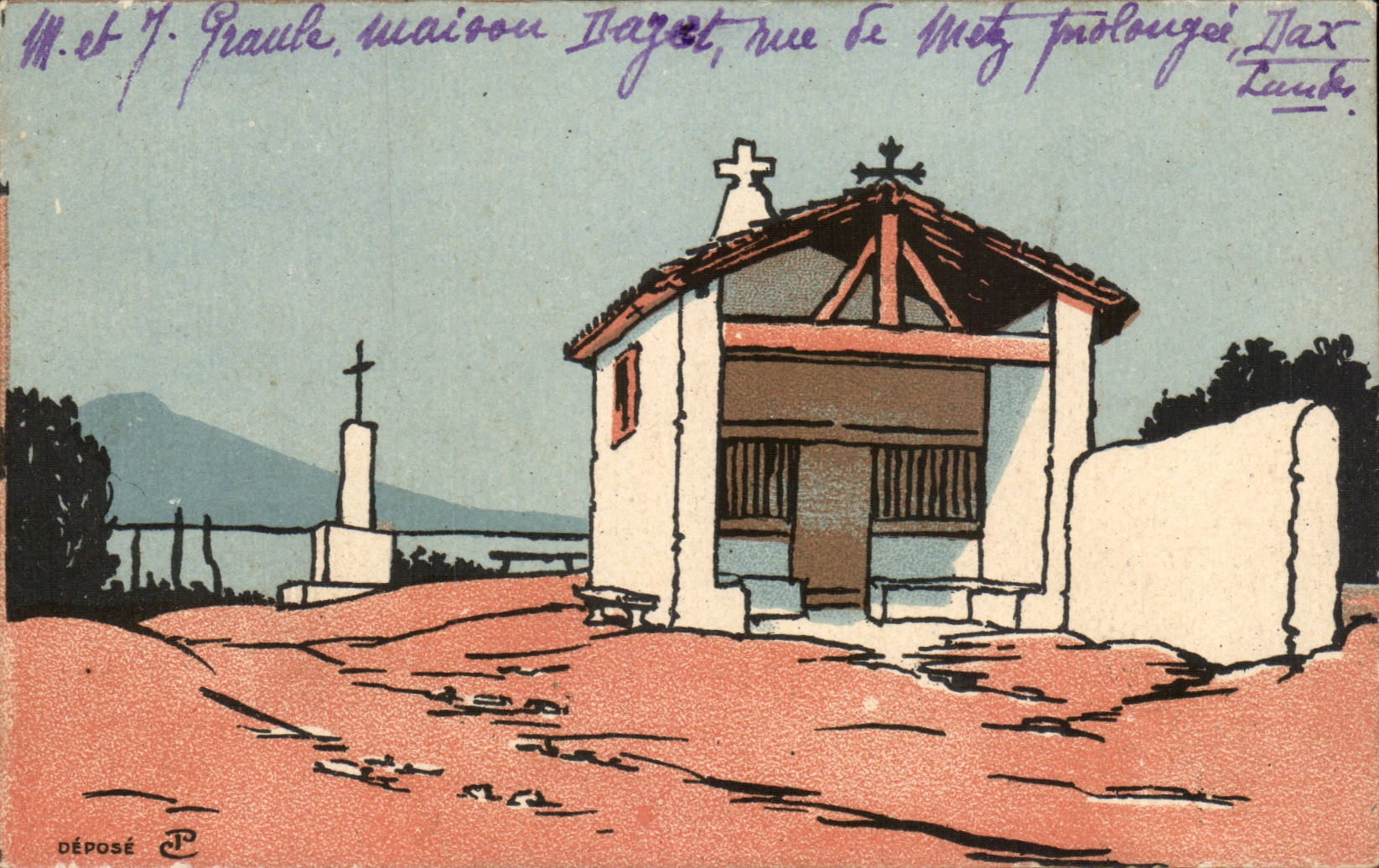 CPA the vault of the Madeleine Cliff of Bidart