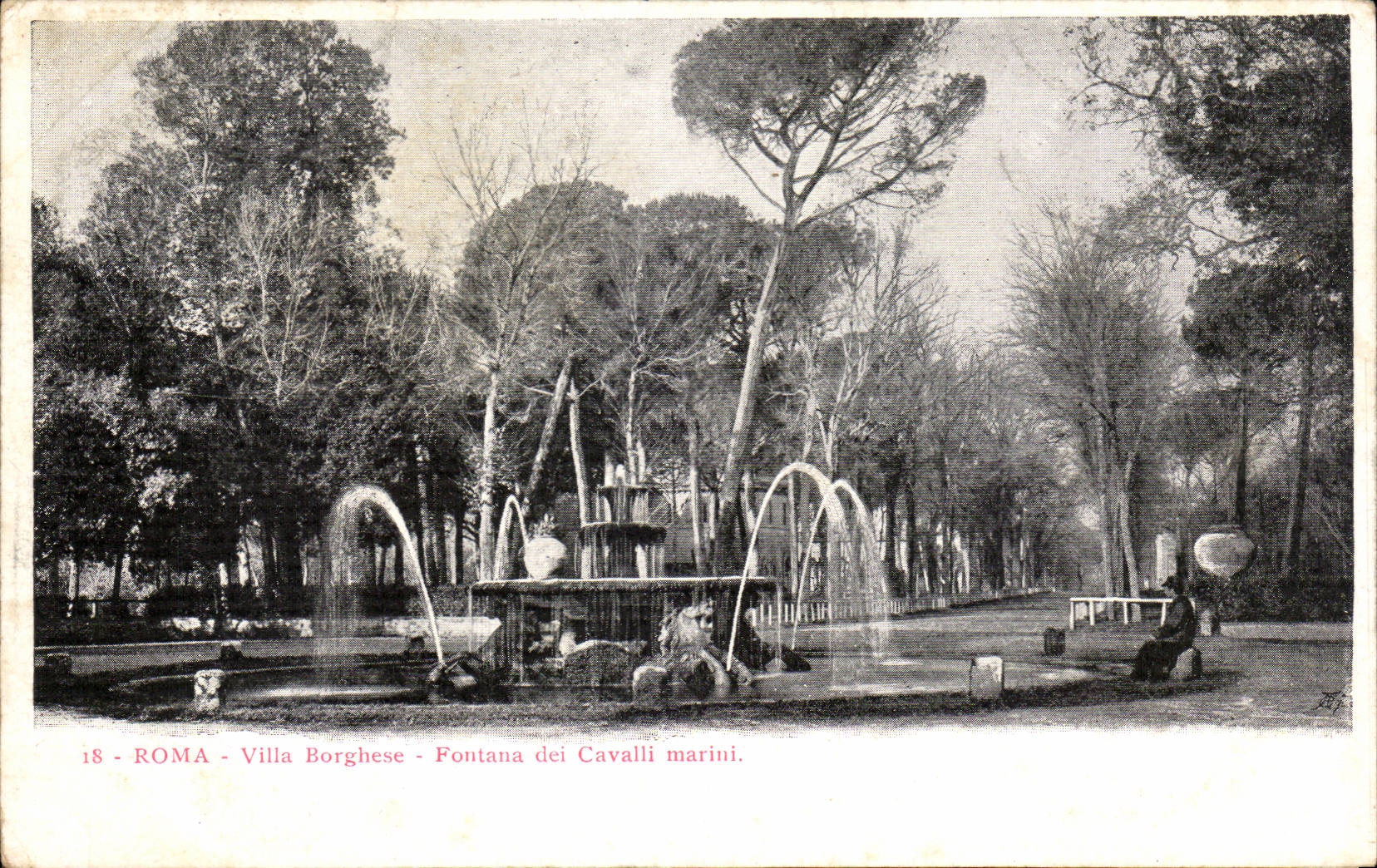 CPA Italien Italien Rom Landhaus Borghese Fontana di CAvalii Marini