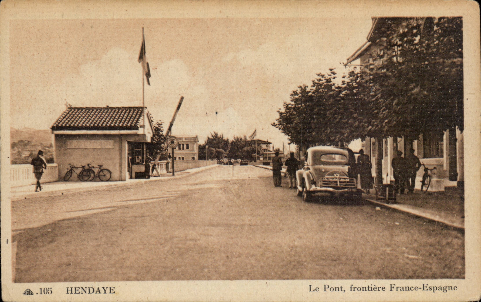 CPA Hendaye the bridge Border Spain France