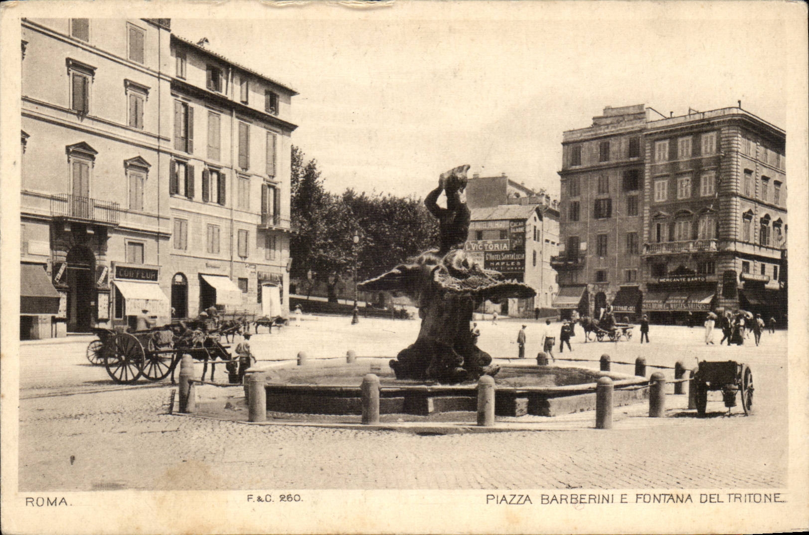 CPA Italy Italia Roma Piazza Berberini E Fontana LED Platform Hairdresser Ass donkey