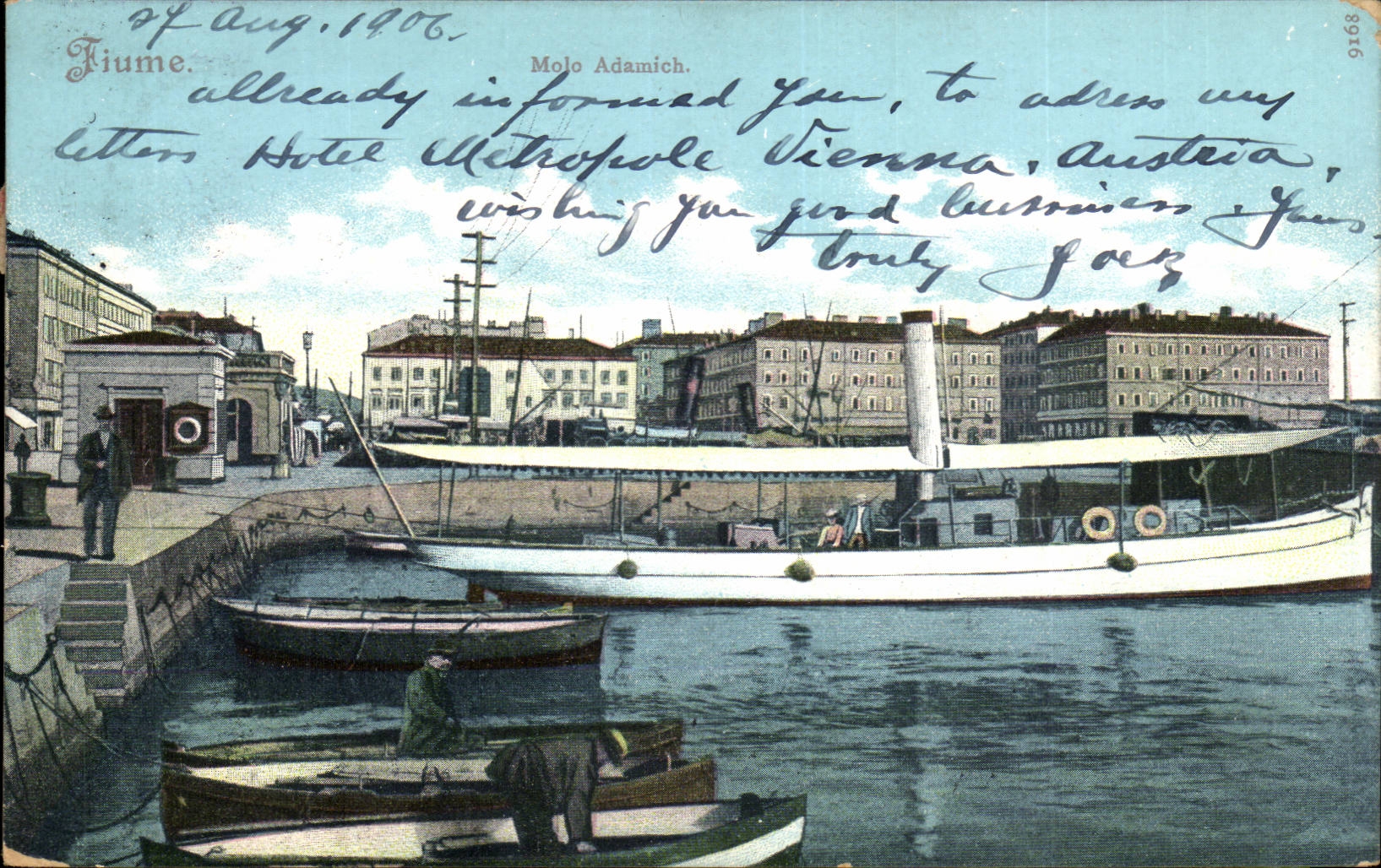 CPA Croatia Croatia Fiume Molo Adamich Boat