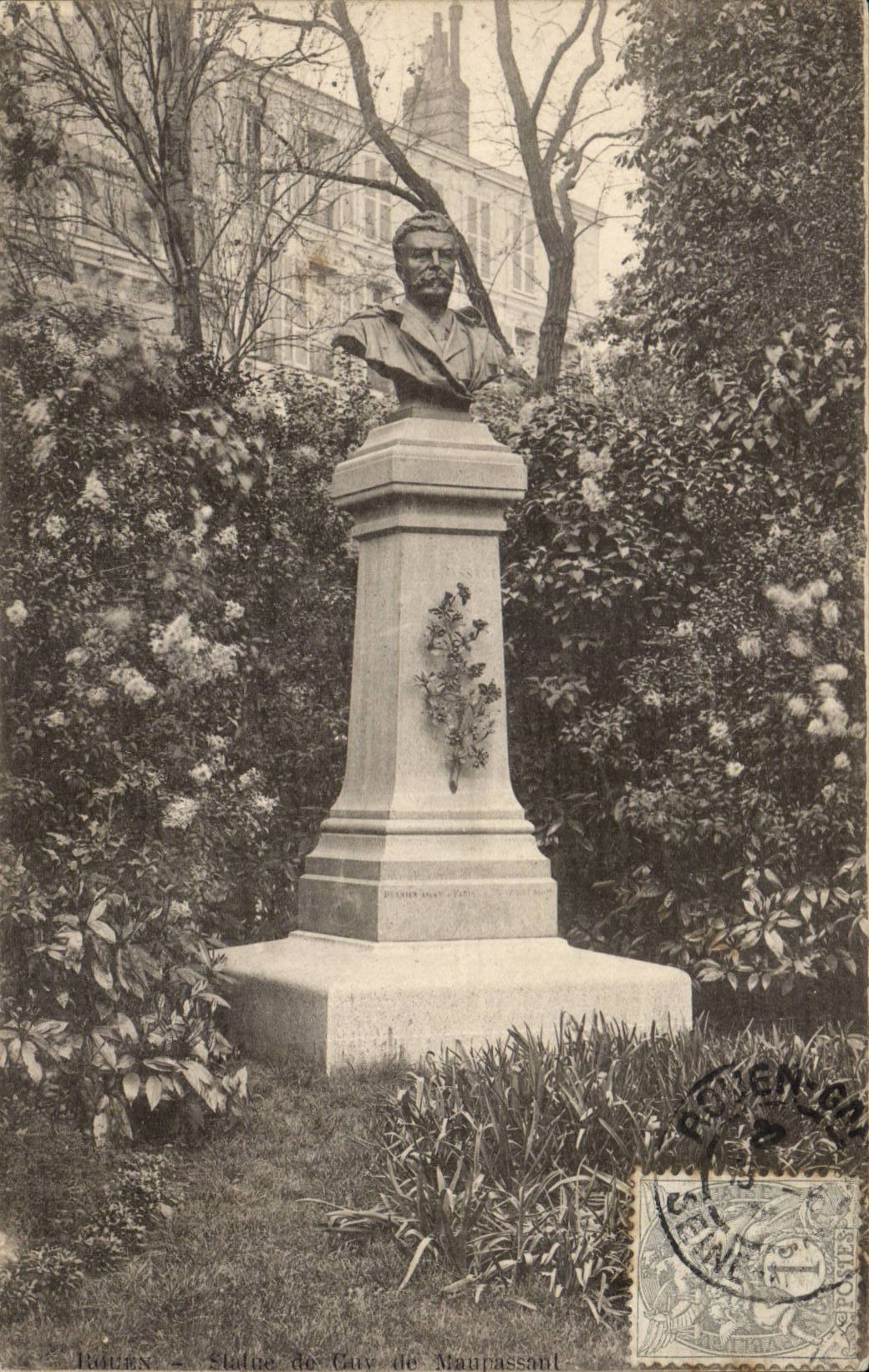 Rouen CPA Statue of Guy of Maupassant