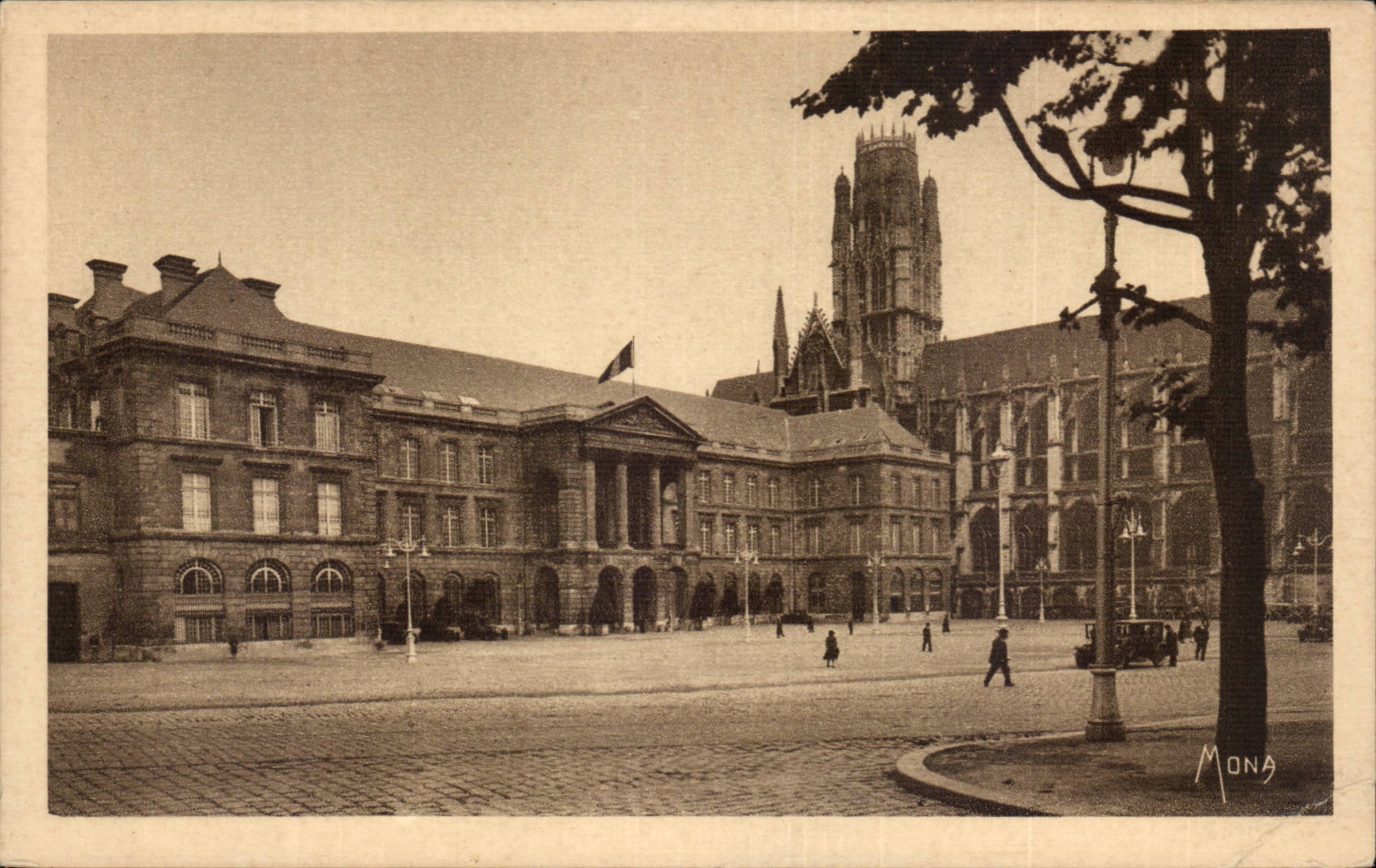Rouen CPA the town hall and the church Saint ouen