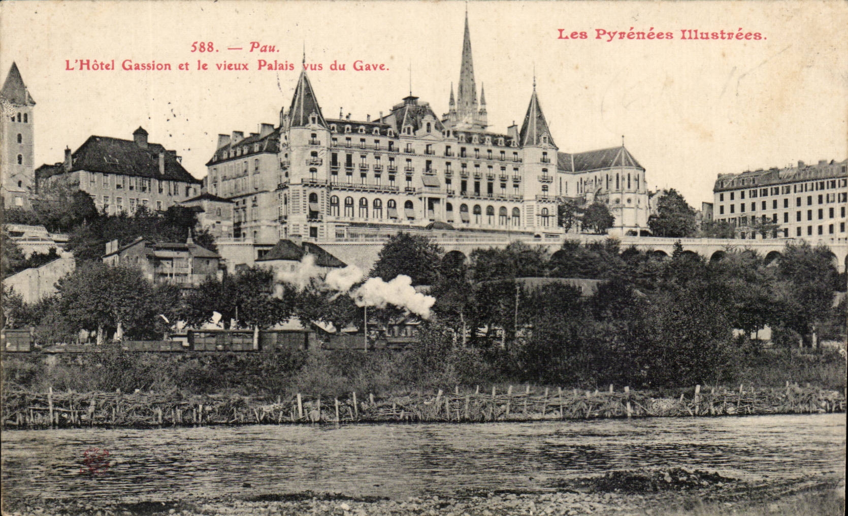 CPA Pau das Gassion Hotel und der alte Gaumen die von gesehen wurden gab Dampfzug