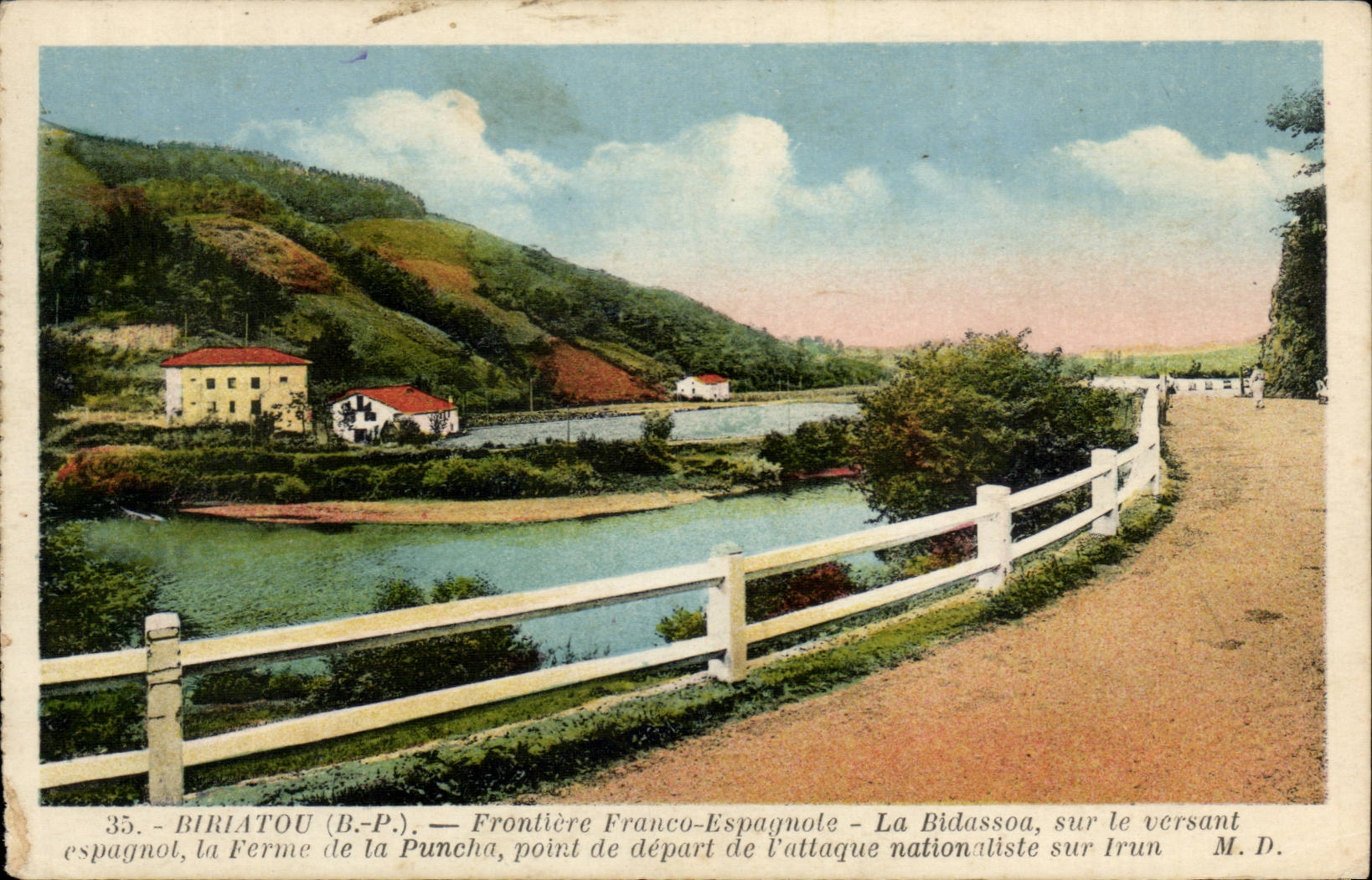 CPA Biriatou free Spanish Border Bidassoa on the Spanish slope the farm of Puncha starting point