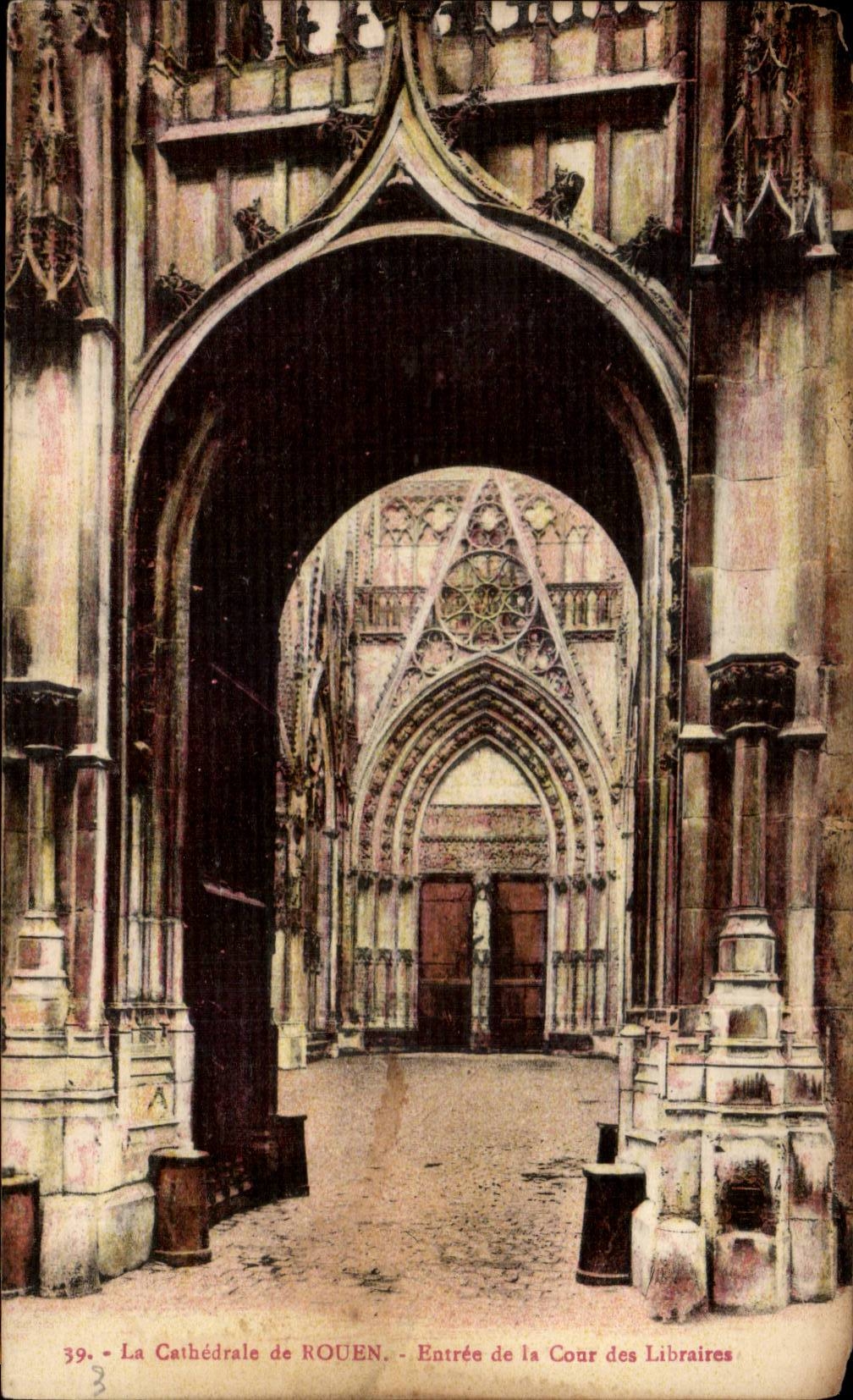 CPA Rouen Cathedral Entrance of the court of the booksellers Libray Library