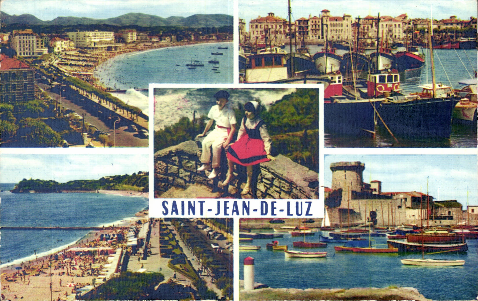 CPSM St Jean de Luz La plage Le port et maison de l'infante Au pays Basque Le Socoa