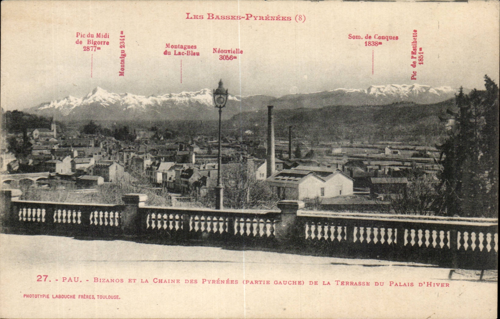 CPA Pau Bizanos and the chain of the Pyrenees of the terrace of the palate of winter