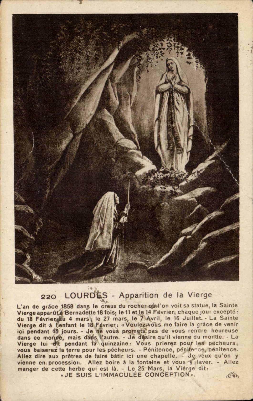 CPA Lourdes Appearance of the virgin