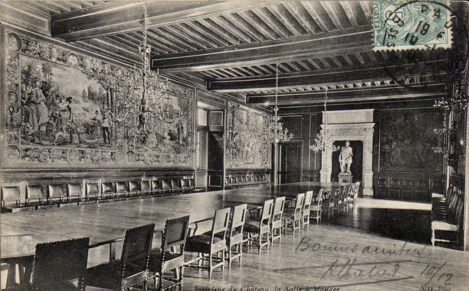 CPA Interior Pau of the castle dining room