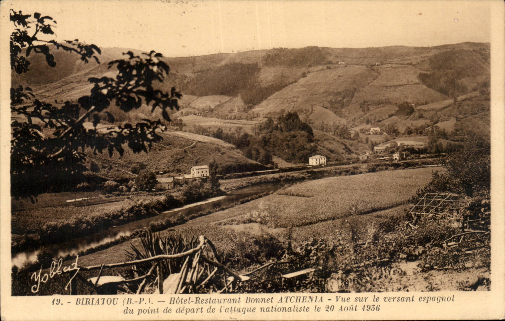 CPA Biriatou Hotel Restoring Atchenia Bonnet Seen on the Spanish slope of the starting point of the nationalist attack 9