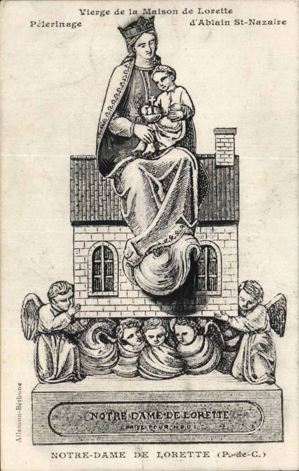 CPA Jungfrau Notre Dame de Lorette des Hauses der Lorette Pilgerfahrt Engels-Engels des Ablain St-Nazaire