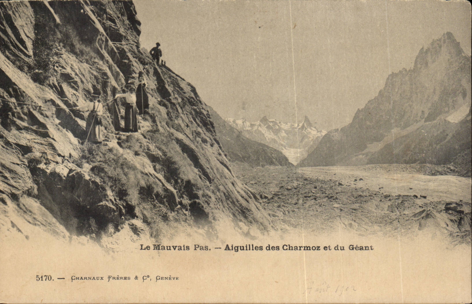 CPA Suisse Le mauvais pas Aiguilles des Charmoz et du geant