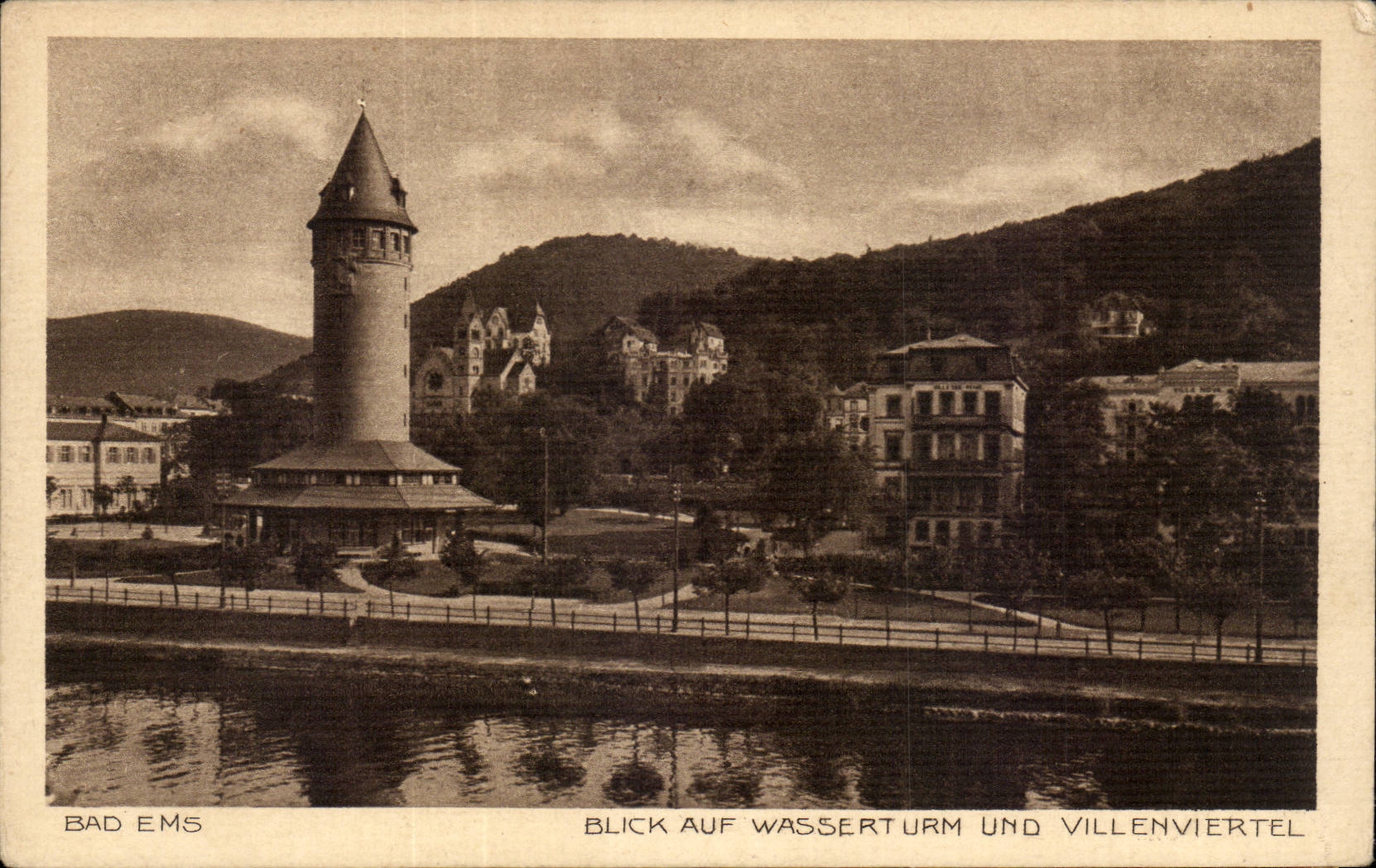 CPA Bad Ems Blick auf Wasserturm und Villenviertel