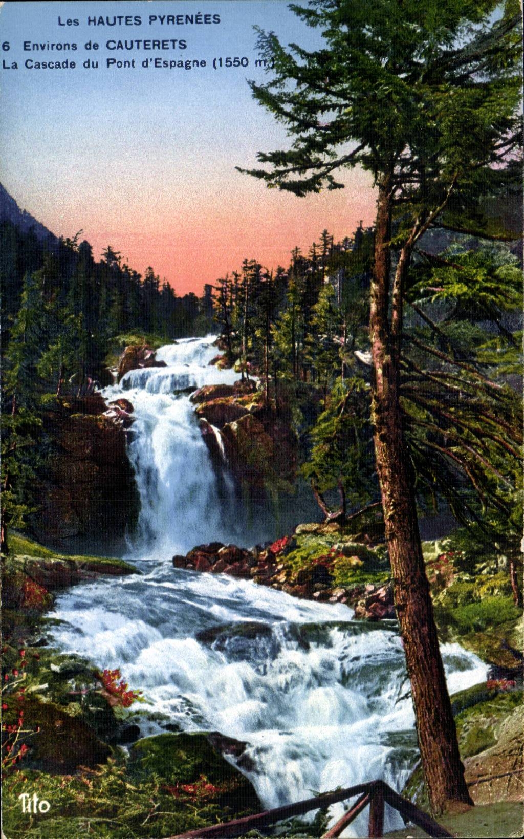 CPA Umlagerungen von Cauterets die Kaskade der Brucke von Spanien