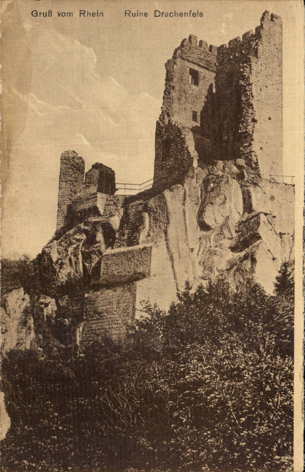 CPA Gruss vom Rhein Ruins Drachenfels