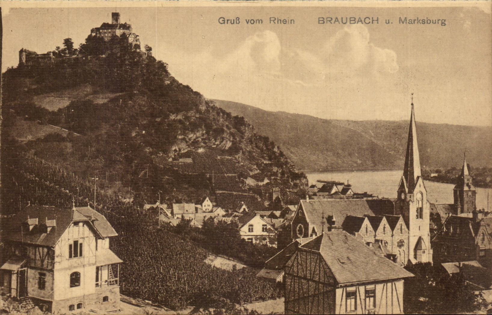 CPA Gruss vom Rhein Braubach u Marksburg