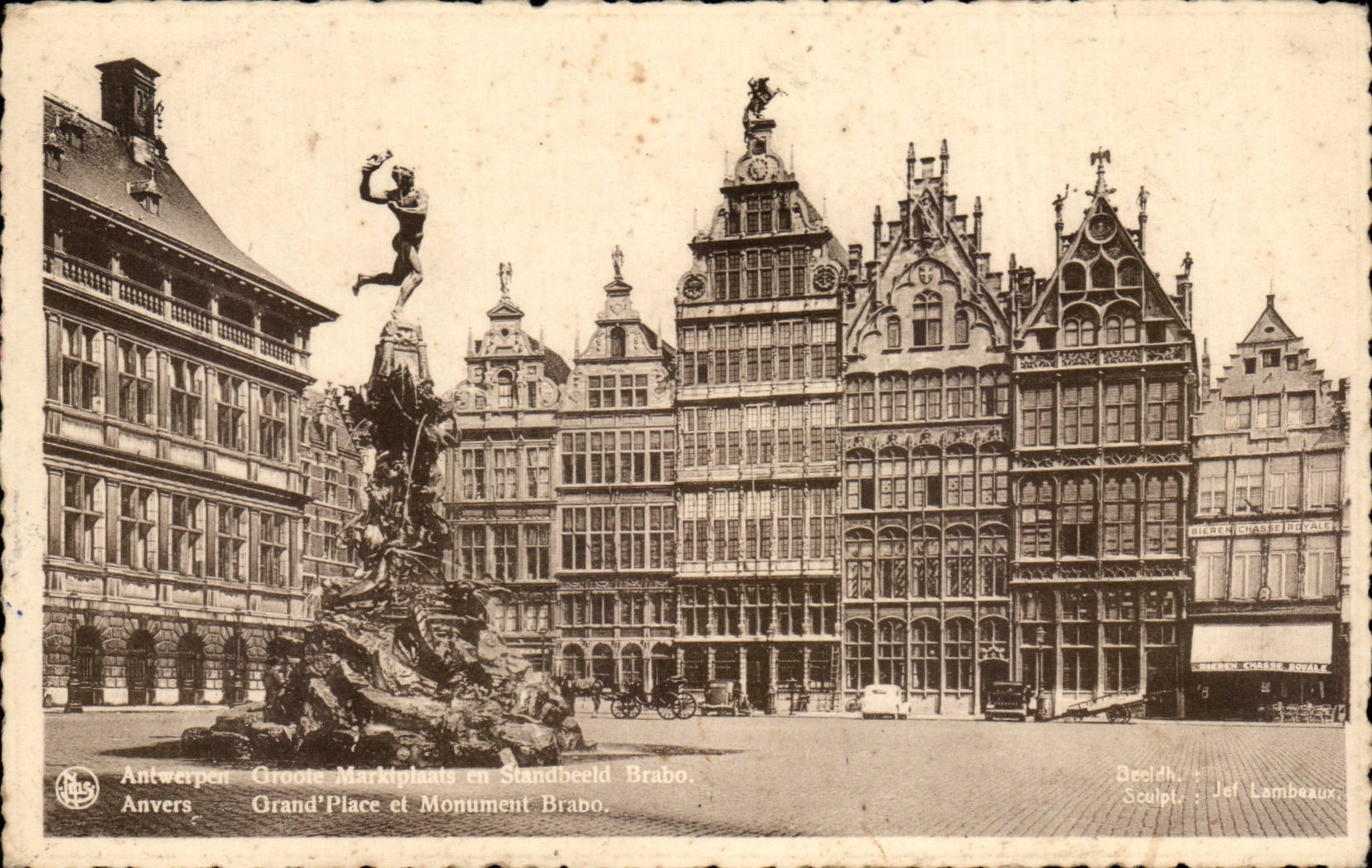 CPA Belgien Antwerpen grossartige Platze und Brabo Denkmal