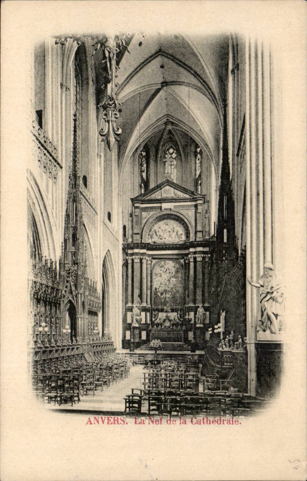 CPA Belgien Antwerpen der Nave der Kathedrale