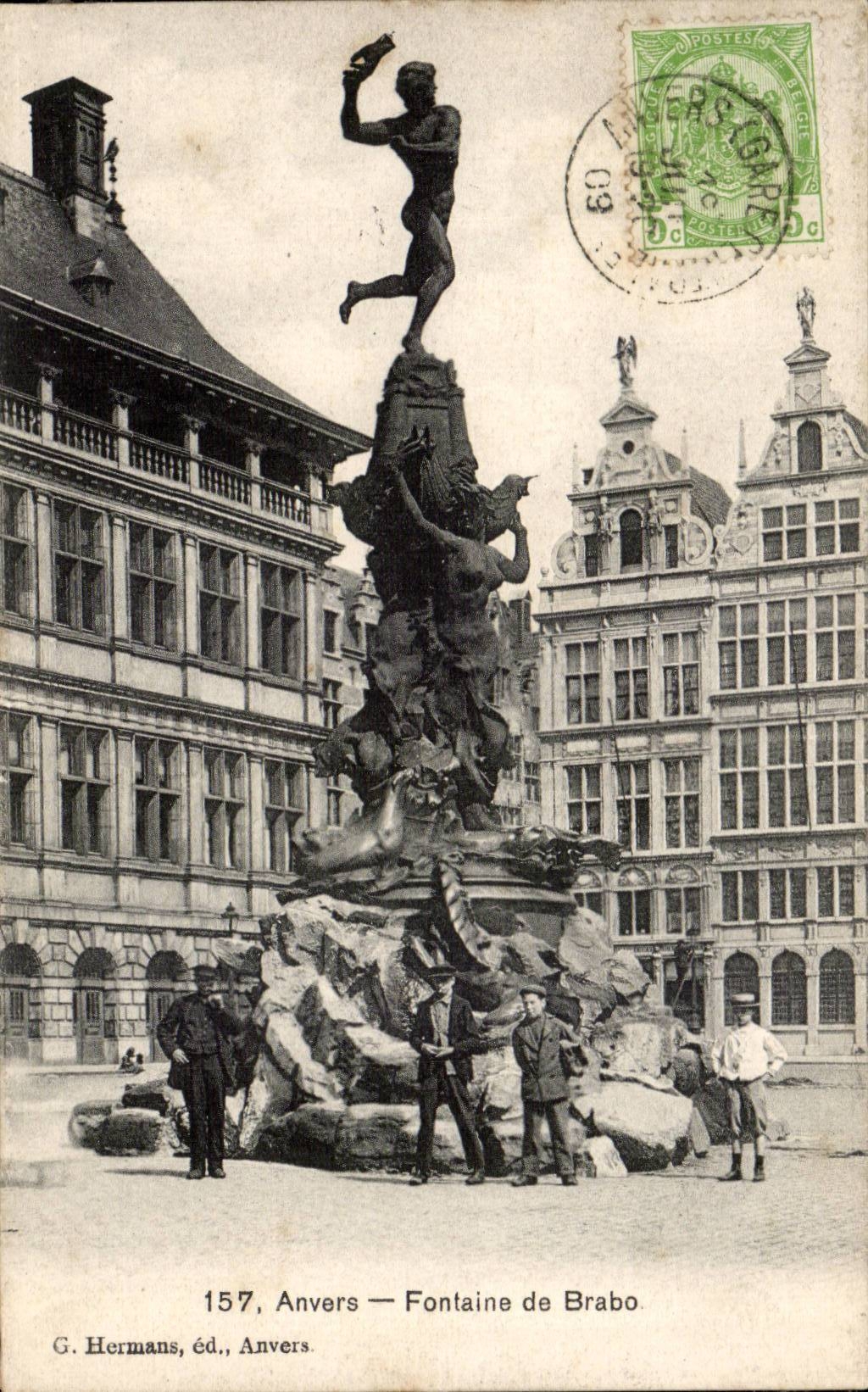 CPA Belgium Antwerp Fountain of Brabo